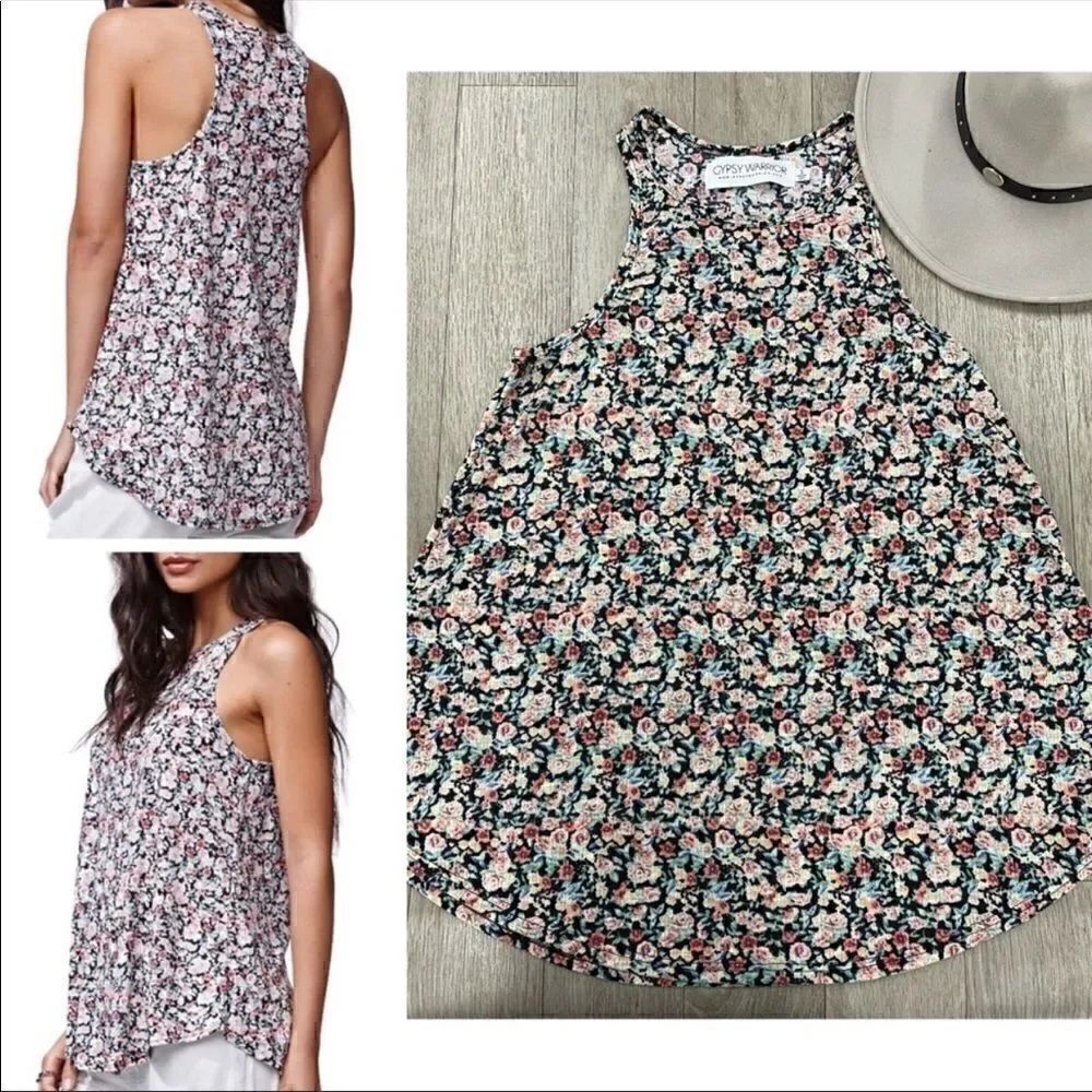 NWOT Gypsy Warrior Racerback Ribbed Floral Tank